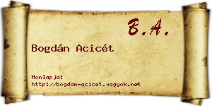 Bogdán Acicét névjegykártya
